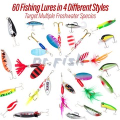 Large Fishing Tackle Bag 5 Tackle Boxes with 60 Fishing Lures Padded Shoulder