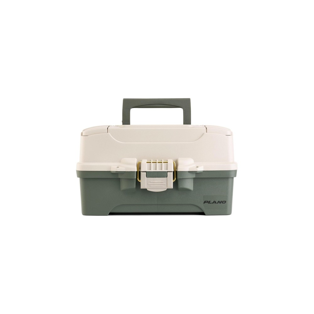 Plano Two-Tray Tackle Box, Green/Tan, Rust-Proof Brass Two-Tray, Green/Tan
