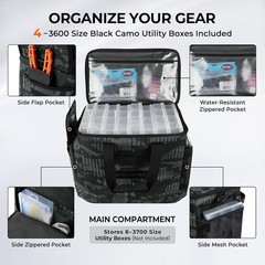 Large Fishing Tackle Bag – 58L Capacity with Removable Bait Binder for Anglers