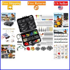 187pcs Fishing Accessories Kit in Organized Tackle Box, Includes Hooks Weights
