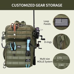 Large Capacity Waterproof Fishing Backpack with Rod Holder & Tackle Storage, Gif