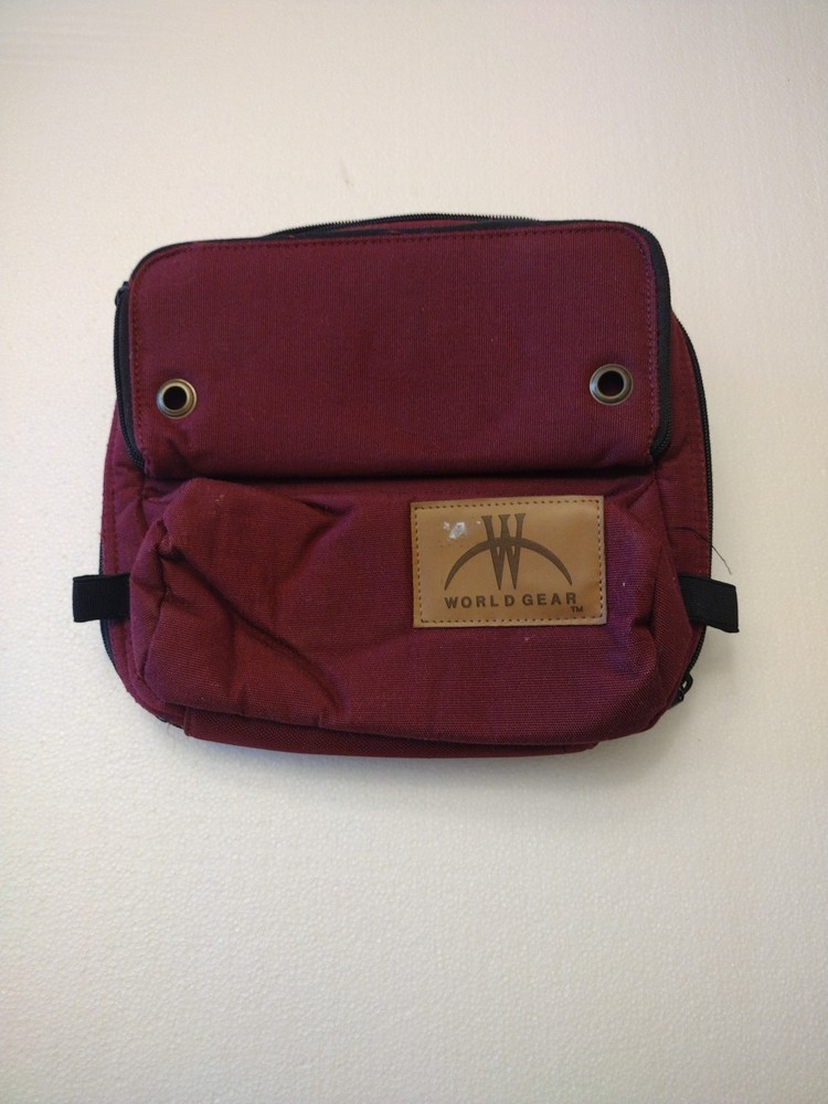 Fly Fishing Chest Pack World Gear Red zippers pouches straps 10 x 9