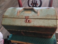Vintage Walton Grip Loc tackle box Fishing lures and Lots Of Miscellaneous