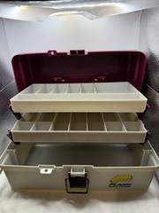 VTG Plano Fishing Tackle Box Model 3200 – 2 Tier Fold Out Trays 18 Compartments