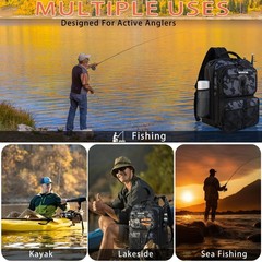 Lightweight 25L Fishing Backpack with Tackle Boxes, Lures Kit & Rod Holder – Cam