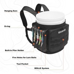Fishing Bucket Backpack with Rod & Plier Holder and Pockets for Fishing, Hunt…
