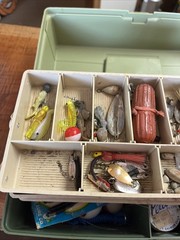 Vintage Plano Tackle Box W/Assorted Fishing Supplies Inside *Some New Supplies!