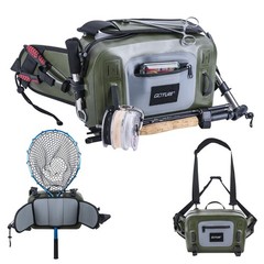 Waterproof Fishing Waist Pack, IPX8 840D TPU Large Tackle Bag with Rod Holder…