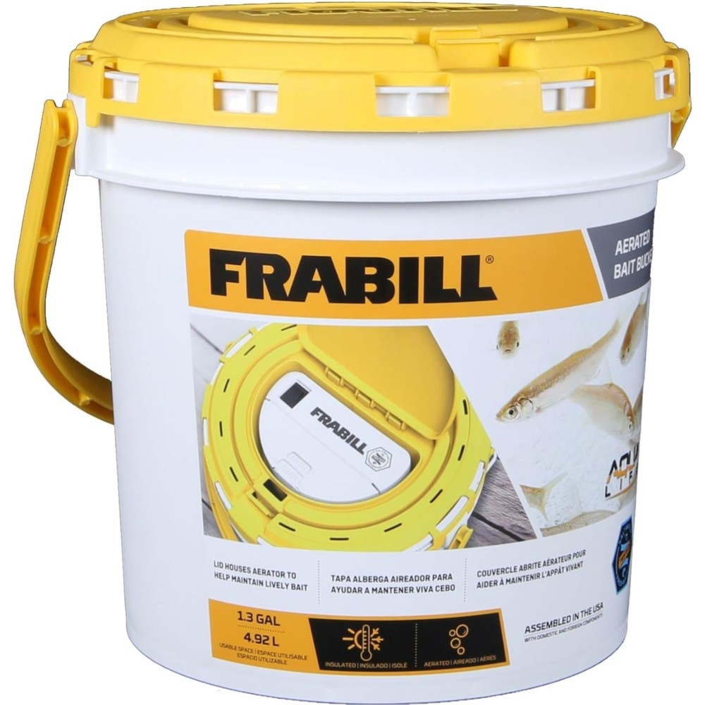 Durable 1.3 Gallon Insulated Fishing Bucket with Easy Access Lid & Aerator