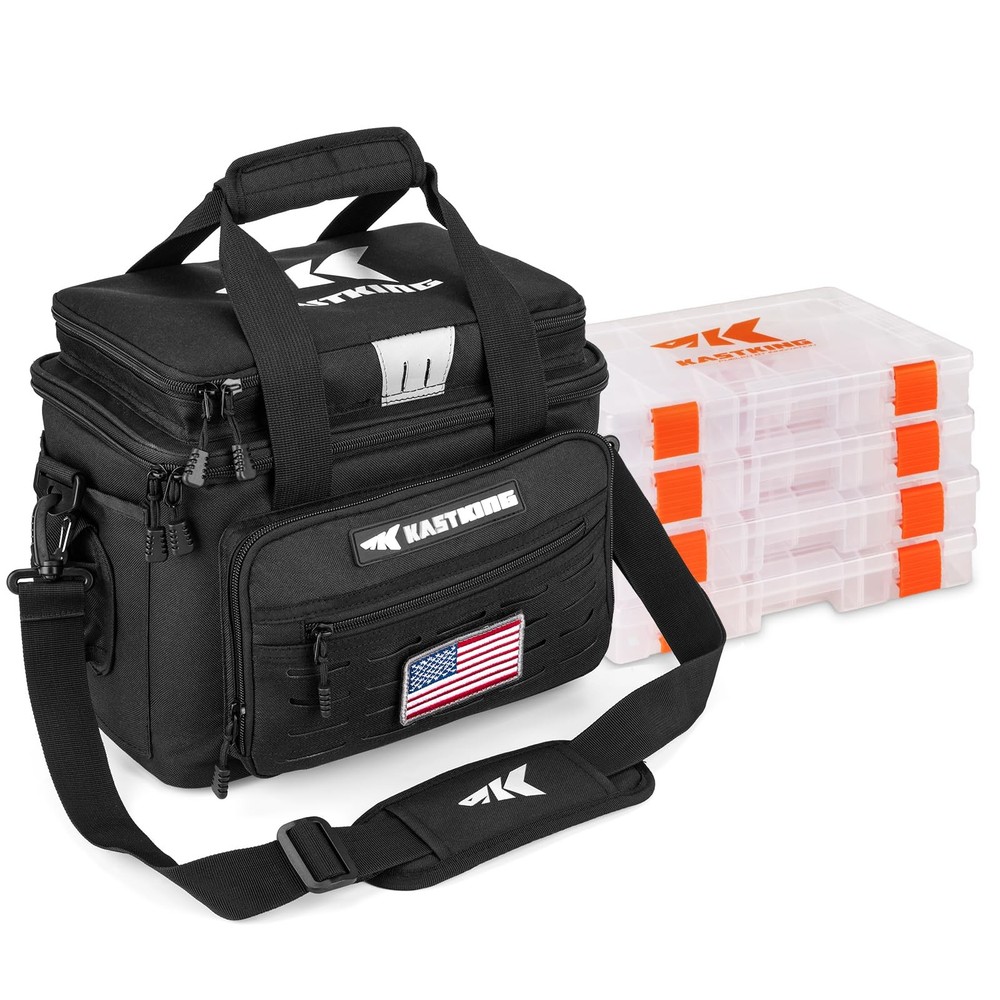 KastKing Karryall Fishing Tackle Bags with 4 * Medium – 4*3600 Trays, Black