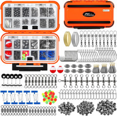 Fishing Tackle Kit 253 Pcs with Box Hooks Sinkers Swivels Spinner Blade Bass