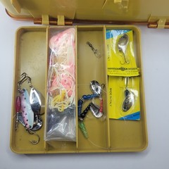 Vintage Plano 3215 Tackle Box Loaded Lot Various Spoons Soft Baits Few Hooks