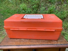 Vintage Old Pal Fishing Tackle Box Model 1040 White & Orange Empty