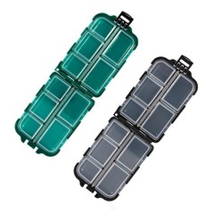 2Pcs Durable Plastic Fishing Tackle Organizer Box Compact Storage Case