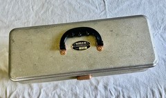 Vintage UMCO 175-A Aluminum 3 Tray Tackle Box Lures Fishing 17” Lazy Ike, etc.