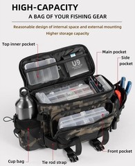 Fishing Tackle Bag with Adjustable Waist Strap, Portable Multi-function Fishing