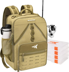 Kastking Karryall Fishing Tackle Backpack with Rod Holder 4 Tackle Boxes,40/26L
