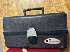 Vintage Sears Ted Williams 4-Tray Hard Case Plastic Tackle Box Black w/tackle