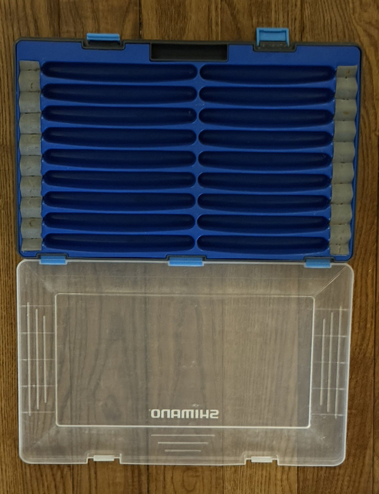 Shimano Plastic Tackle Box Organizer Case Clear Blue Gray Fishing Storage Box