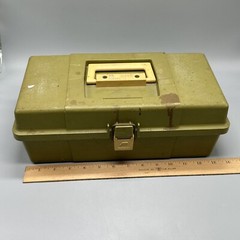 Plano 5410 Green Beige Tackle Box Storage Crafts Tools Vintage With Tray
