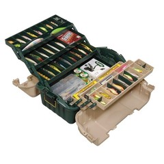 Large 6-Tray Hip Roof Fishing Tackle Storage Box Organizer Green and Sand
