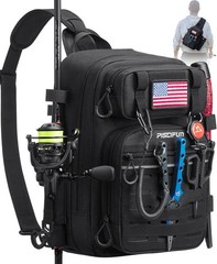 Fishing Backpack Tackle Bag with 2 Rod Holders, Multi-Compartment Storage, MO…