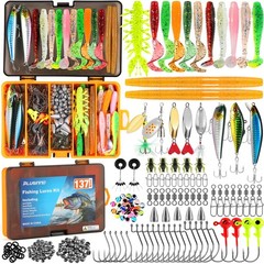PLUSINNO Fishing Lures, 137Pcs Tackle Box with Tackle Included, Crankbaits, Spo