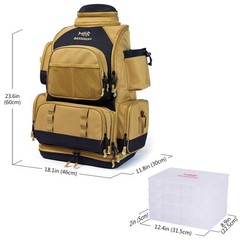 BASSDASH Water-Resistant Fishing Tackle Backpack: Rod Holder & Rain Cover Bag
