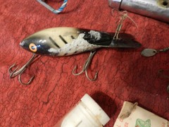 fishing tackle box lot reel an miscellaneous