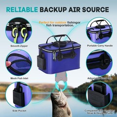 Foldable Fishing Bucket 6Gal EVA Waterproof Fishing Bait Storage Box W/ Top Mesh