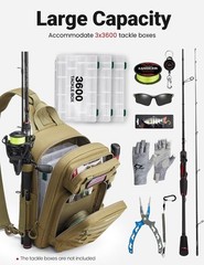 Versatile Fishing Backpack with 6 Pockets & 2 Rod Holders for Outdoor Adventures