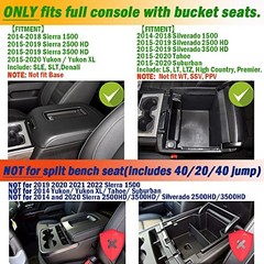 Center Console Organizer for 2014-2018 Chevy Silverado 1500 / GMC Sierra black