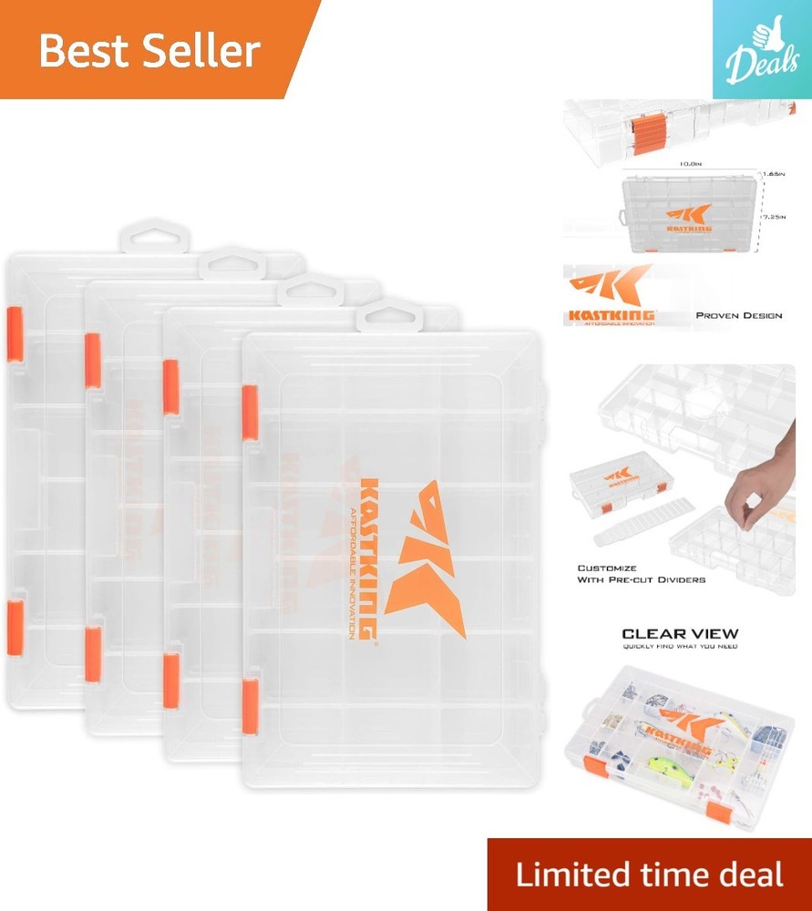 BPA-Free Waterproof Tackle Boxes: 4 Pack Organizer with Removable Dividers