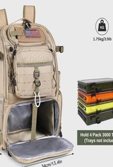 Fishing Backpack, 45L Large Cooler Fishing Tackle Bag with Rod Holders & Rain Co