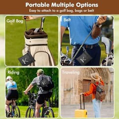 Golf Tee Bag, Waterproof Golf Tee Pouch with Rotating Clip, 6.9×5.4” Black