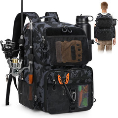 45L Fishing Backpack with Rod Holders & Rain Cover Large 900D