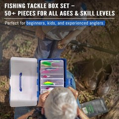 Vipfish 448-Pcs Fishing Kit: 3-Layer Tackle Box, Lures, Gear for Men, Dads