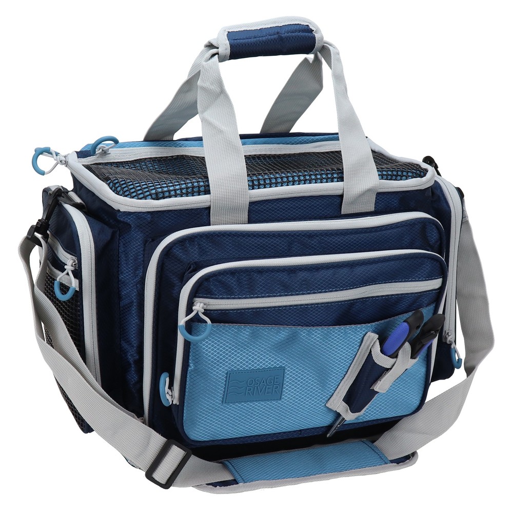 Osage River Medium Saltwater Resistant Fishing Tackle Bag Waterproof Bottom Navy
