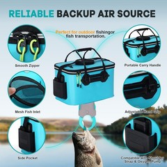 Foldable Fishing Bucket 6Gal EVA Waterproof Fishing Bait Storage Box W/ Top Mesh