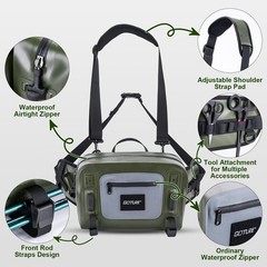 Waterproof Fishing Waist Pack, IPX8 840D TPU Large Tackle Bag with Rod Holder…