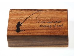 Personalised Walnut Fly Box Pocket Size 14x9x4cm – Engraved Fishing Gift