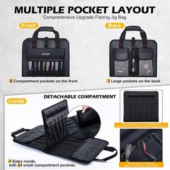 Fishing Jig Bag 34 Mesh Pocket Detachable Lure Storage Bag Water-resistant 600D
