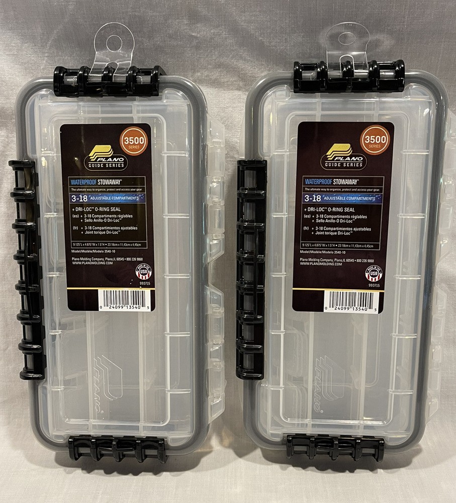 LOT OF 2 NEW PLANO 3540-10 GUIDE SERIES WATERPROOF STOWAWAY TACKLE BOX/CASE