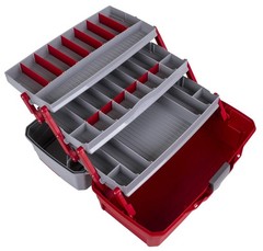 Large Portable 3-Tray Tackle Box – Classic Fishing Lure Organizer, 32 Compartmen
