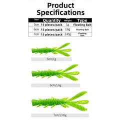 Fishing Tackle Kit Soft Plastic Lures Reflective Glitter Finish Boat Fishing