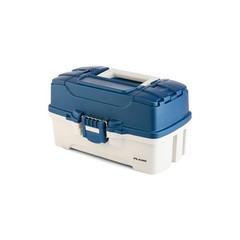 Plano Three-Tray Tackle Box, Blue/White, Rust-Proof Three-Tray, Blue/White
