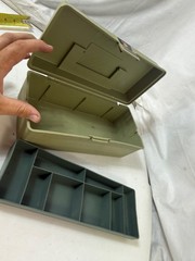 Vintage Sportfisher Olive Green Plastic Fishing Tackle Box Tray 11”