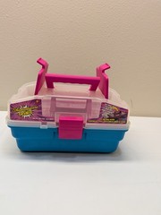 Shakespeare cosmic 27 piece blue and pink kids tackle box