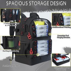 Fishing Tackle Backpack with 4 Tackle Boxes,45L Large Tackle Bag with 2 Rod H…