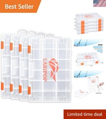 Clear Plastic Fishing Tackle Organizer – 4-Pack 3600 with 15 Dividers